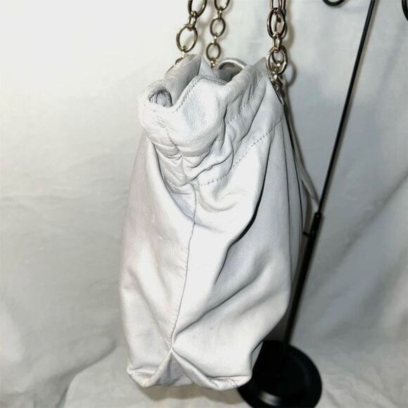 Furla Women's Grey Leather Shoulder Bag with Gold Chain Straps - Picture 6 of 16